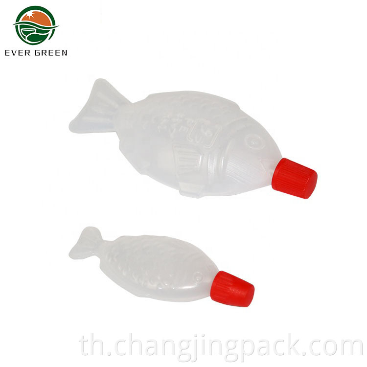 Red lid fish shape sauce bottle